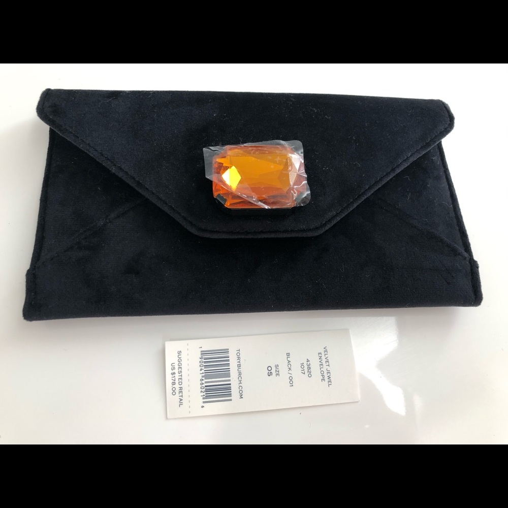 Tory Burch. Velvet Jewel Envelope Clutch